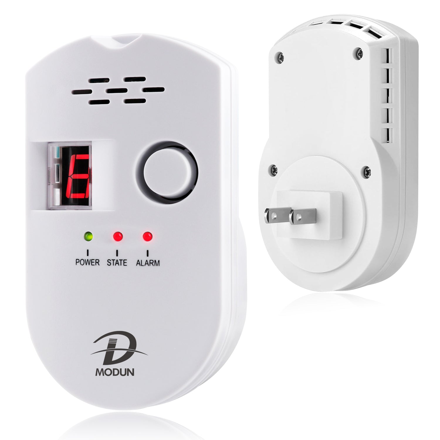 D MODUN Combustible Gas Detector – Natural Gas, LPG & Coal Gas Alarm with LED Display | 85dB | Plug-in | White