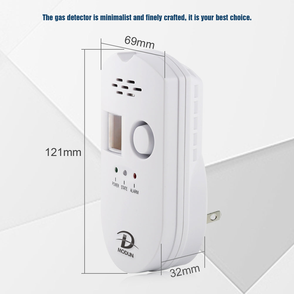D MODUN Combustible Gas Detector – Natural Gas, LPG & Coal Gas Alarm with LED Display | 85dB | Plug-in | White