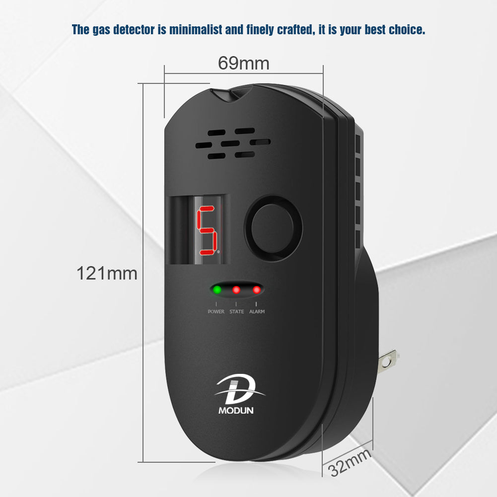 D MODUN Gas Detector for Home – Natural Gas, LPG & Coal Gas Alarm | 85dB | LED Display | Plug-in