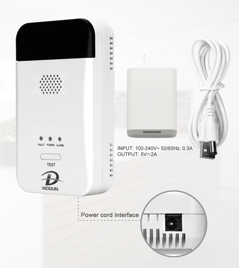 D MODUN Gas Detector for Home – Natural Gas, LPG & Coal Gas Alarm | PPM LED Display | 85dB | Plug-in
