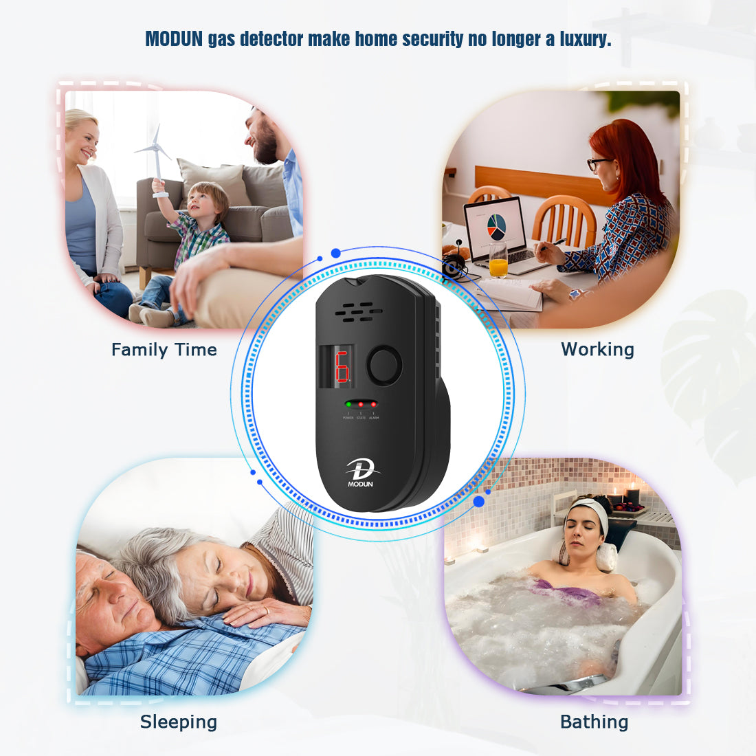 D MODUN Gas Detector for Home – Natural Gas, LPG & Coal Gas Alarm | 85dB | LED Display | Plug-in