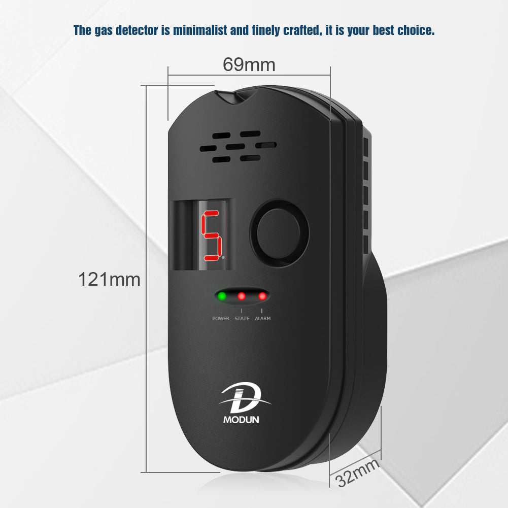 D MODUN Gas Detector for Home – Natural Gas, LPG & Coal Gas Alarm | 85dB | LED Display | Plug-in